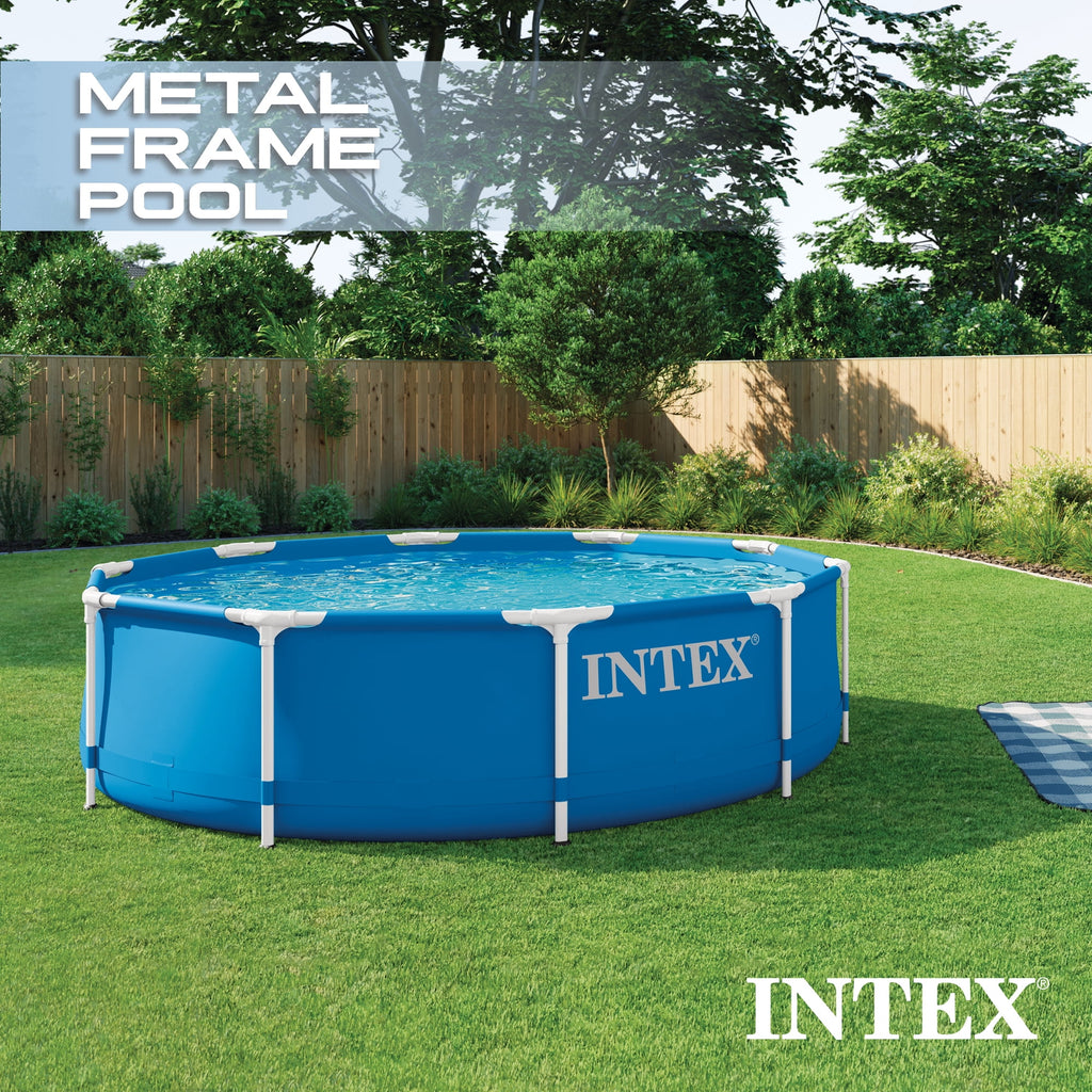 Open Box Intex 10' x 30 Metal Frame Set Swimming Pool w/ Filter Pump