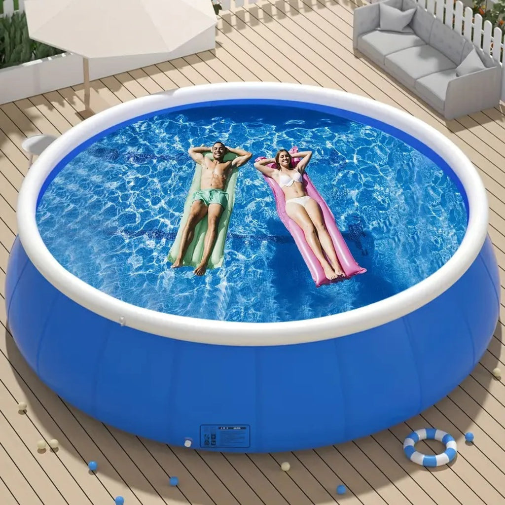 12FT Butterfly Coil Mesh Inflatable Pool 366x76cm Large Blow Up Swimming Pool Family Summer Water Pool for Backyard Outdoor Garden