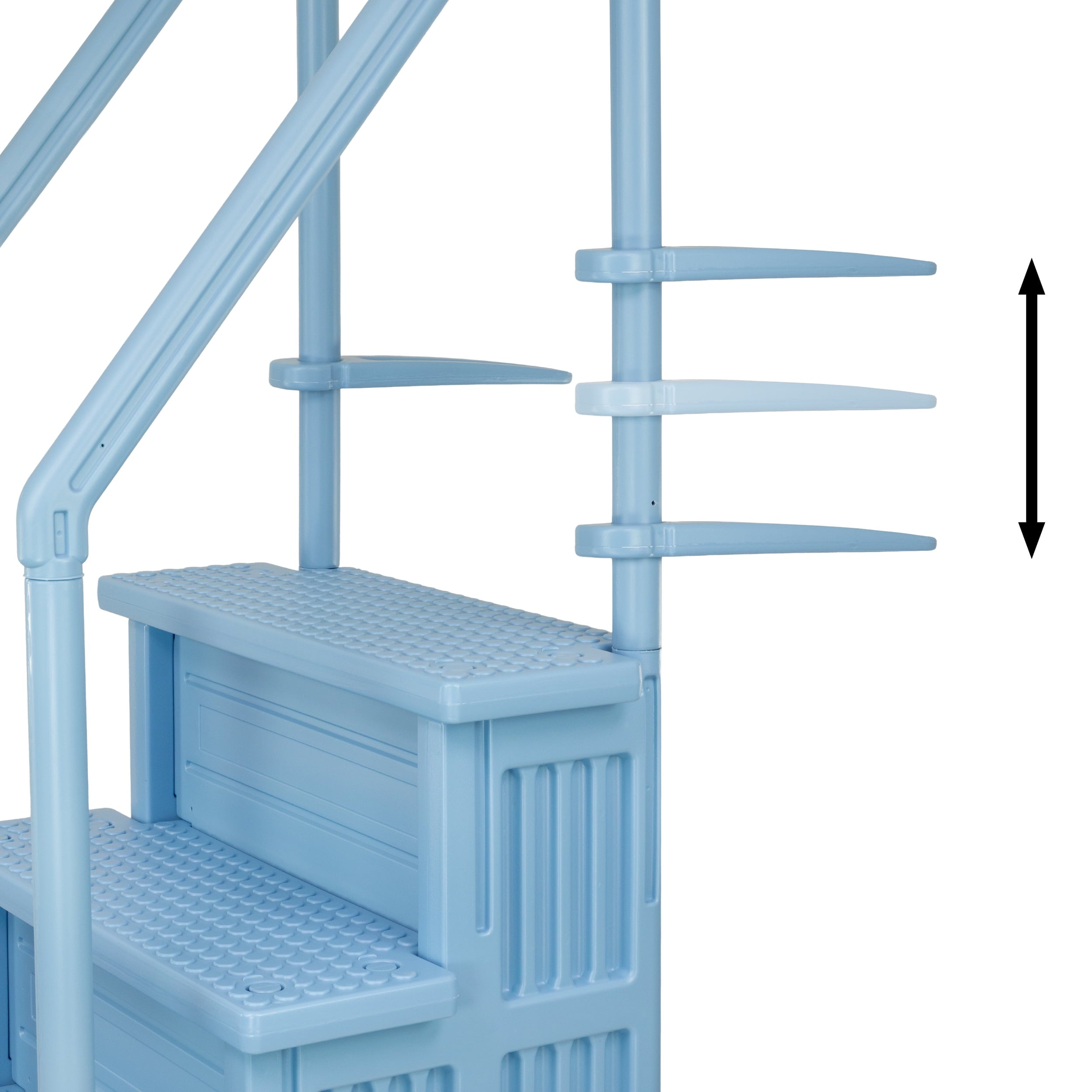 Aqua Select White Anti-Slip Pool Steps with White Steps and White Outside Flip-up Safety Ladder, 48-54H