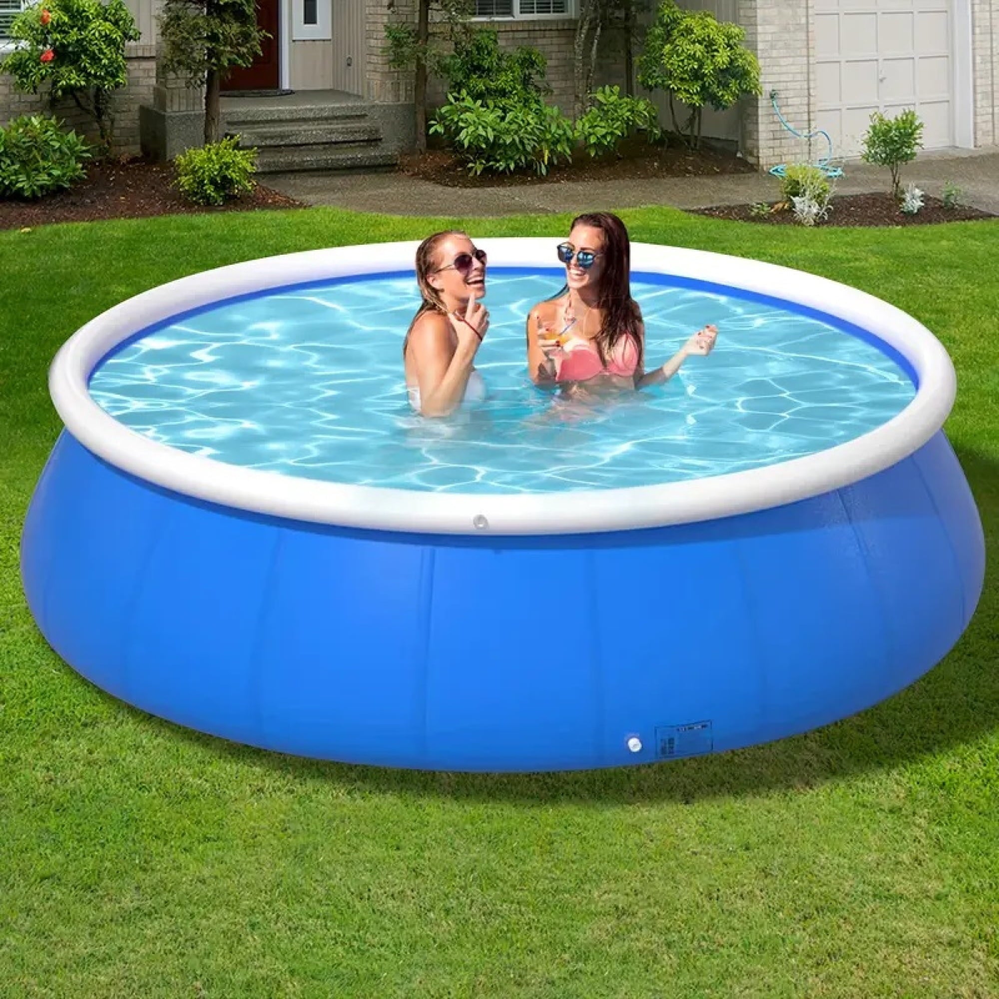 12FT Butterfly Coil Mesh Inflatable Pool 366x76cm Large Blow Up Swimming Pool Family Summer Water Pool for Backyard Outdoor Garden
