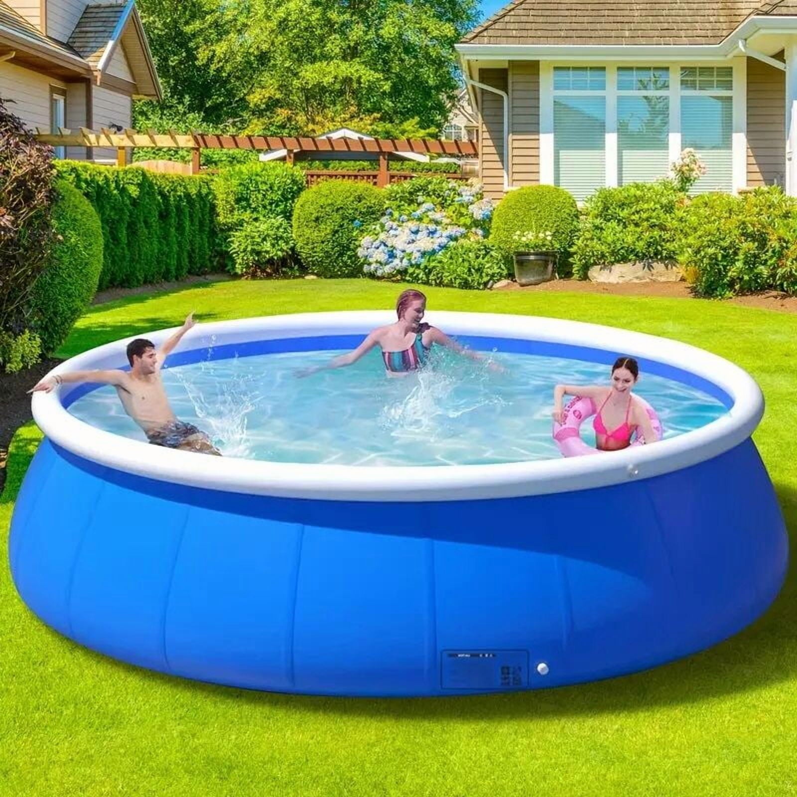 144 Blue Butterfly Inflatable Swimming Pool - Large Outdoor Coil Mesh Pool (144L X 144W X 30H)