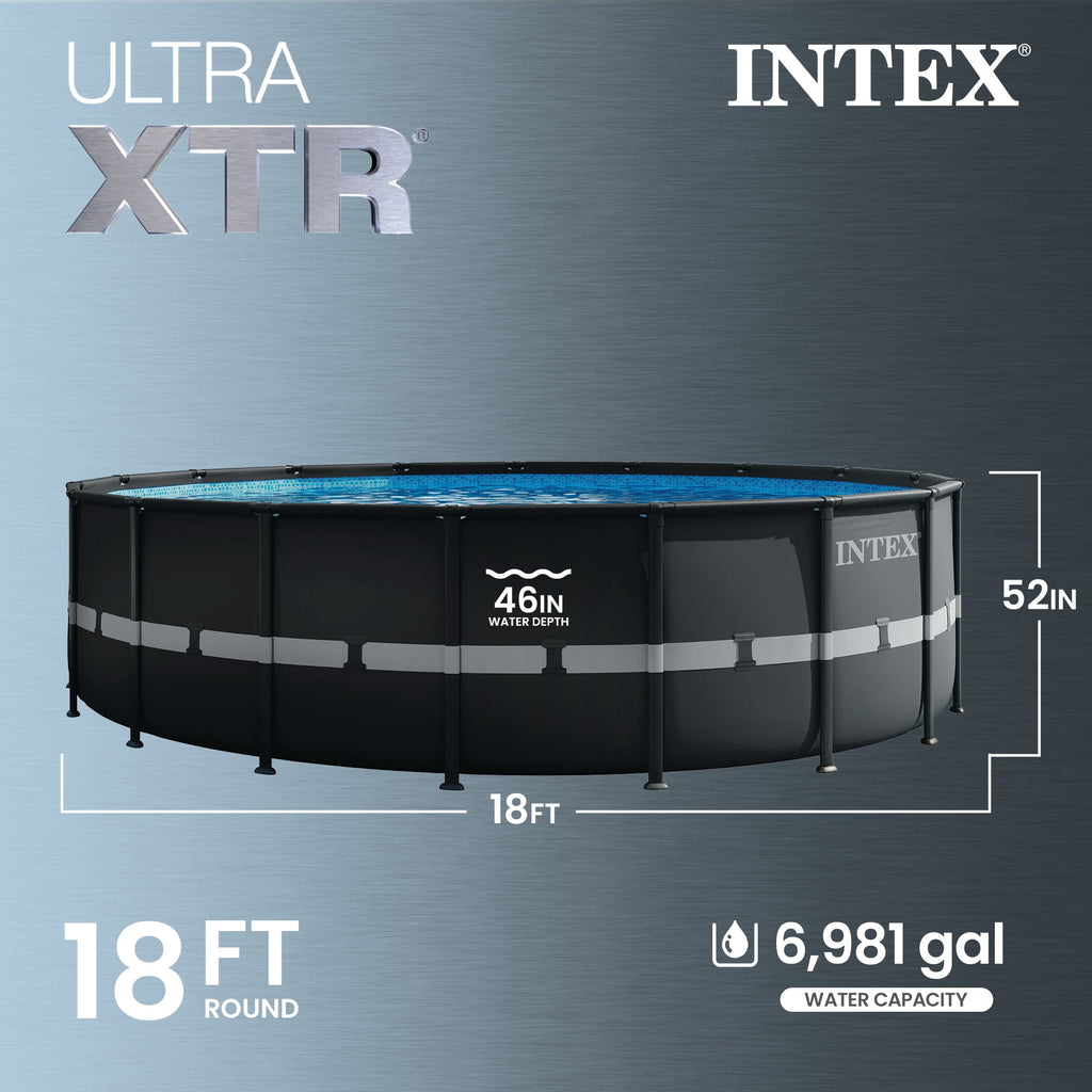 INTEX 18ft x 52in Ultra XTR Above Ground Swimming Pool, Sand Filter Pump, & Cleaning Maintenance Kit