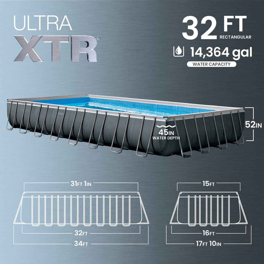 INTEX 32ft x 16ft x 52in Ultra XTR Above Ground Pool & Krystal Clear Saltwater System