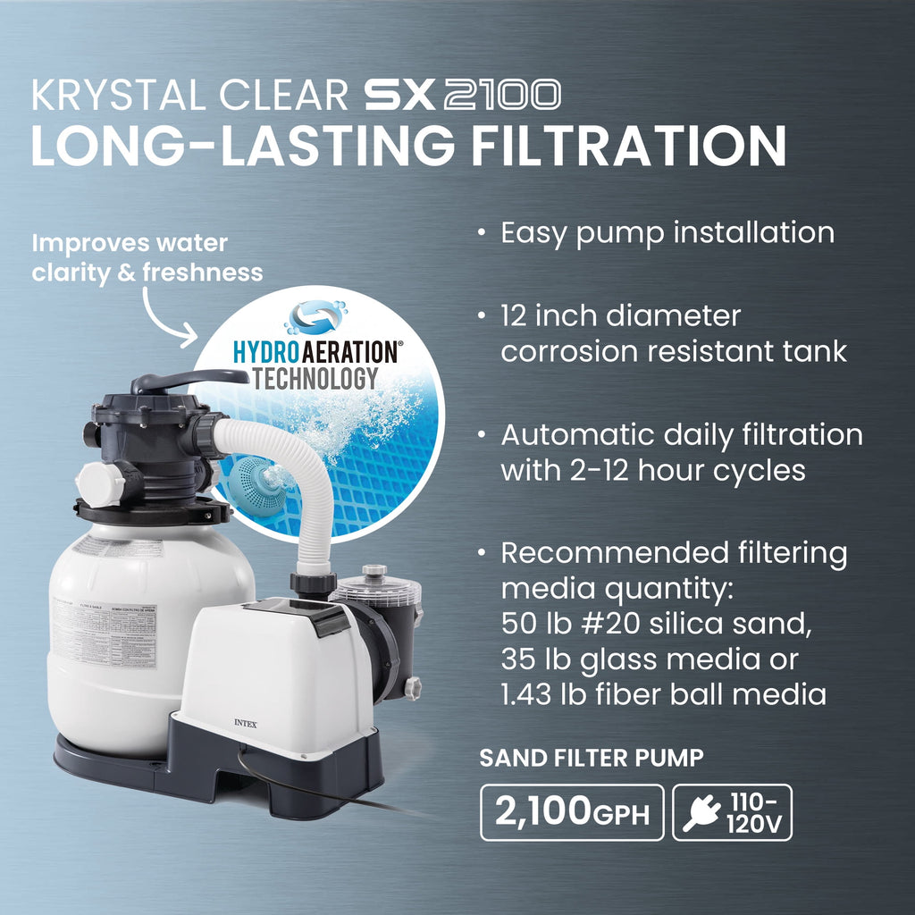 INTEX 18ft x 52in Ultra XTR Above Ground Swimming Pool, Sand Filter Pump, & Cleaning Maintenance Kit