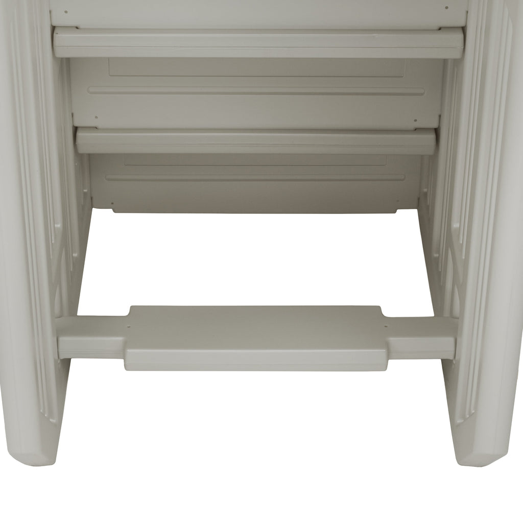 Aqua Select White Anti-Slip Pool Steps with White Steps and White Outside Flip-up Safety Ladder, 48-54H