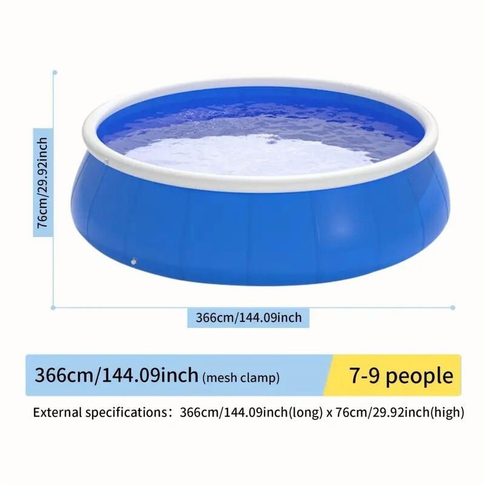 144 Blue Butterfly Inflatable Swimming Pool - Large Outdoor Coil Mesh Pool (144L X 144W X 30H)